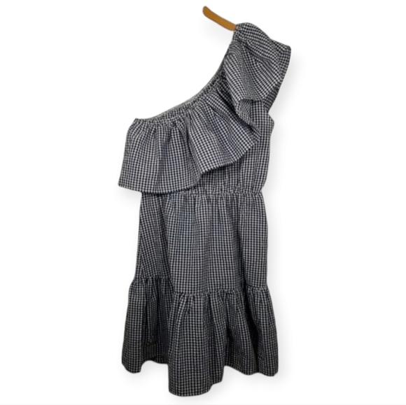 Mink Pink Wanderer Gingham One Shoulder Dress With Frill - Picture 2 of 12